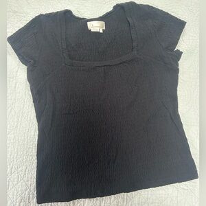 Anthropologie Black Textured Short Sleeve Top